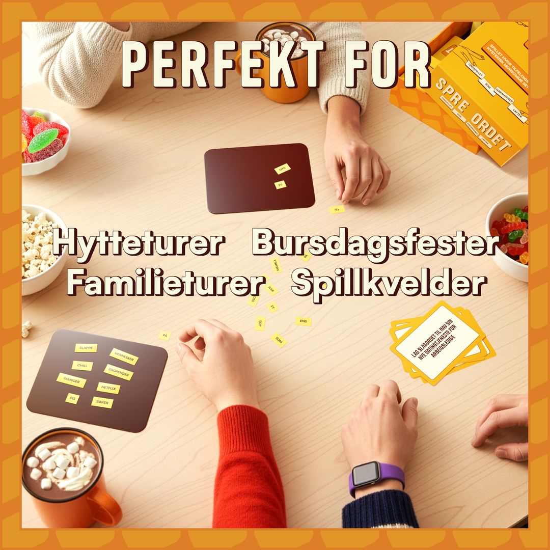 Spre Ordet - perfekt for hyttetur, bursdag og spillkveld